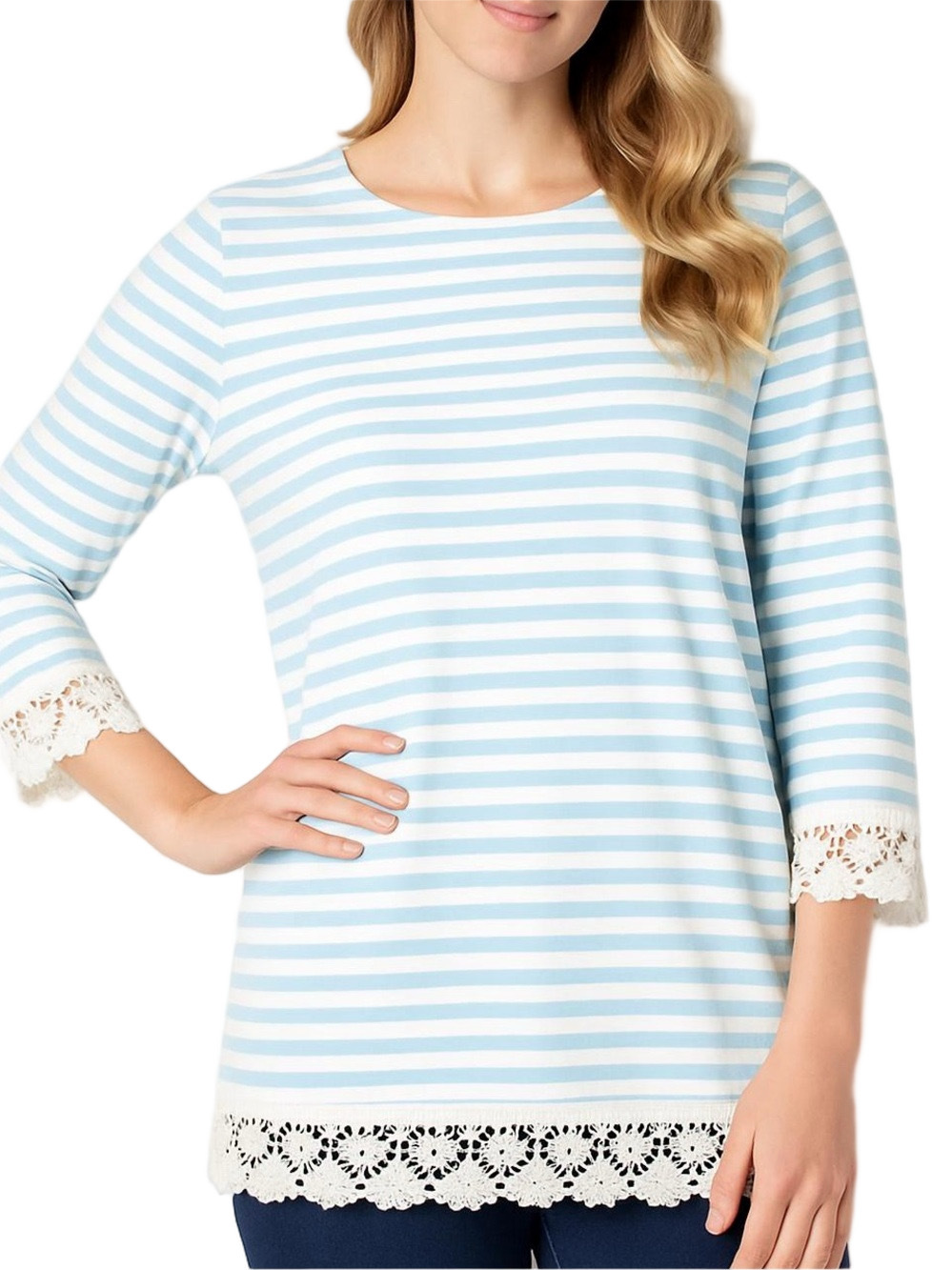 251. WOMENS DENIM + COMPANY L DETAIL TOP